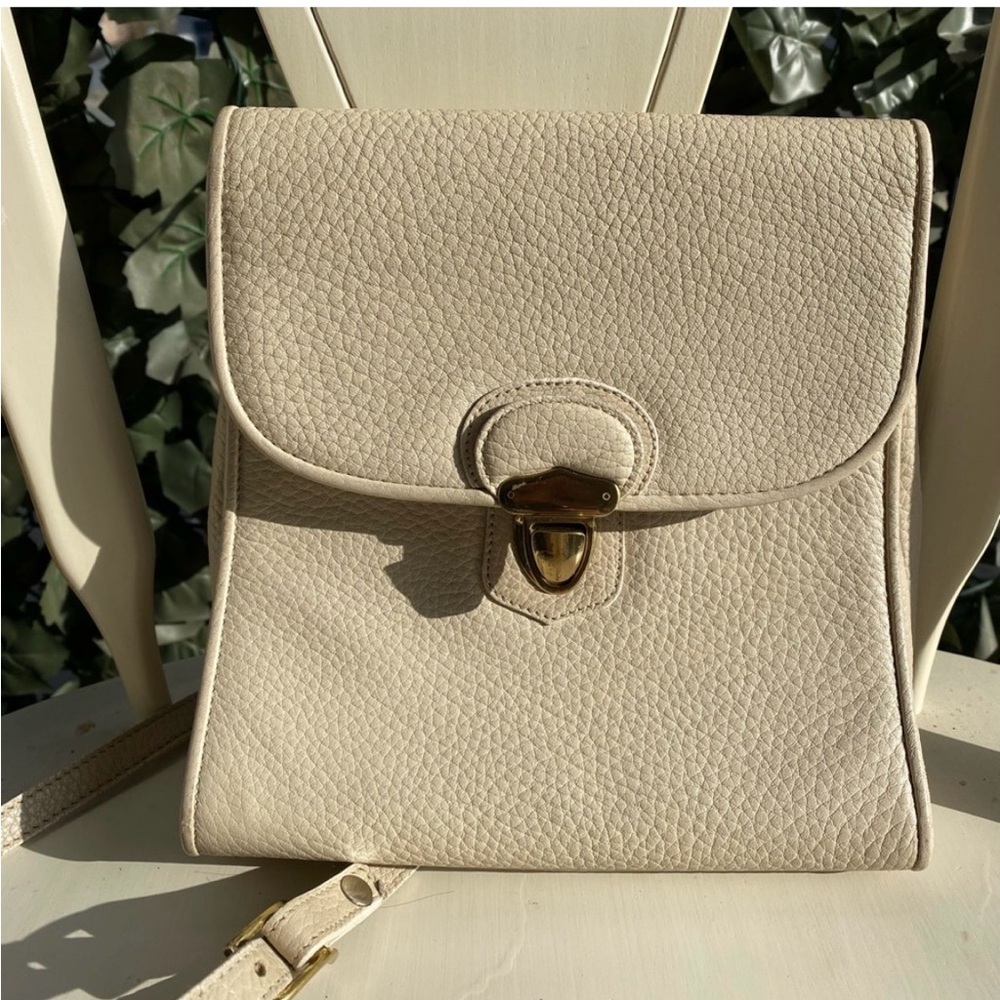 Vintage Dooney & Bourke Cream Leather Plaza Bag